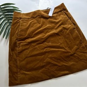 J.Crew brown velvet skirt size 10 NWT